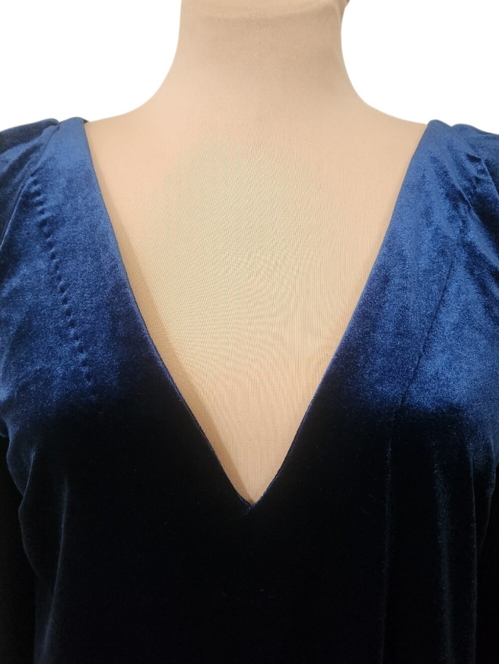 FREE PEOPLE Misha Blue Velvet Shift Mini Dress - Size S - Picture 4 of 15